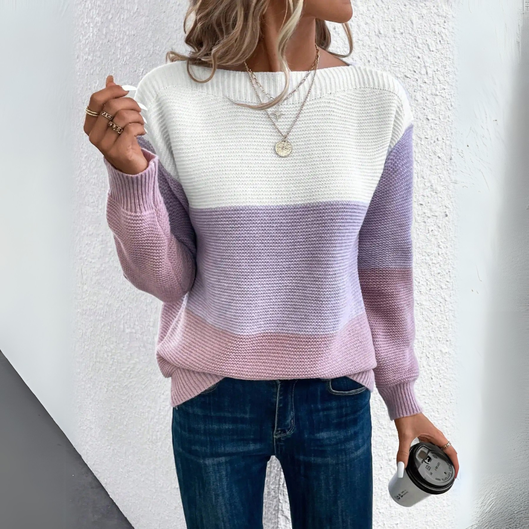 Clara™ | Elegant trefärgad patchwork tröja