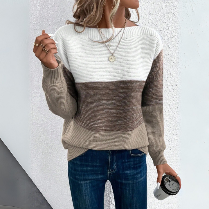 Clara™ | Elegant trefärgad patchwork tröja