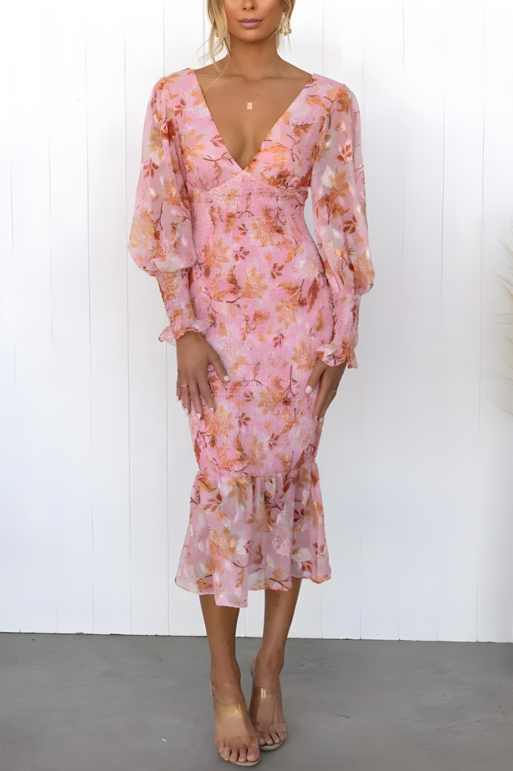Chiara™ | Midi-klänning med blommönster och enkel elegans