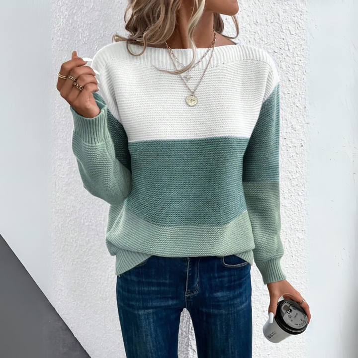 Clara™ | Elegant trefärgad patchwork tröja