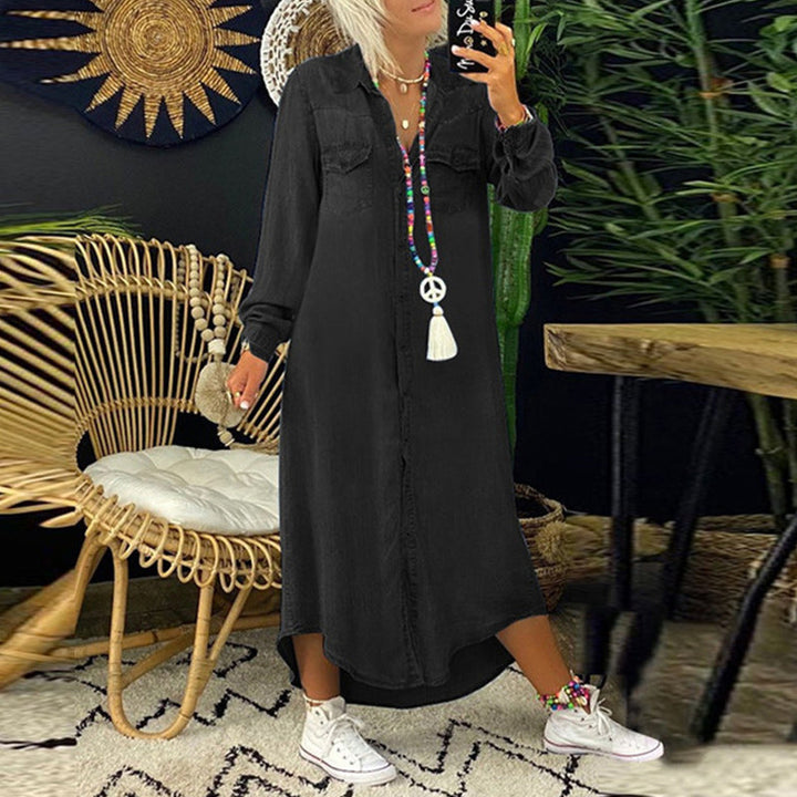 Lina™ - Denim maxiklänning med ärmar